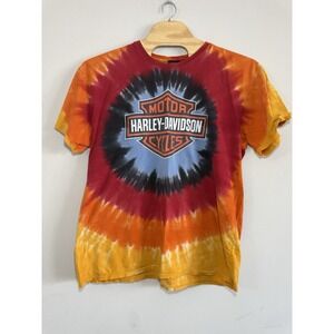 Harley Davidson Shirt Mens 2XL Tie Dye Blue Ridge Hickory NC